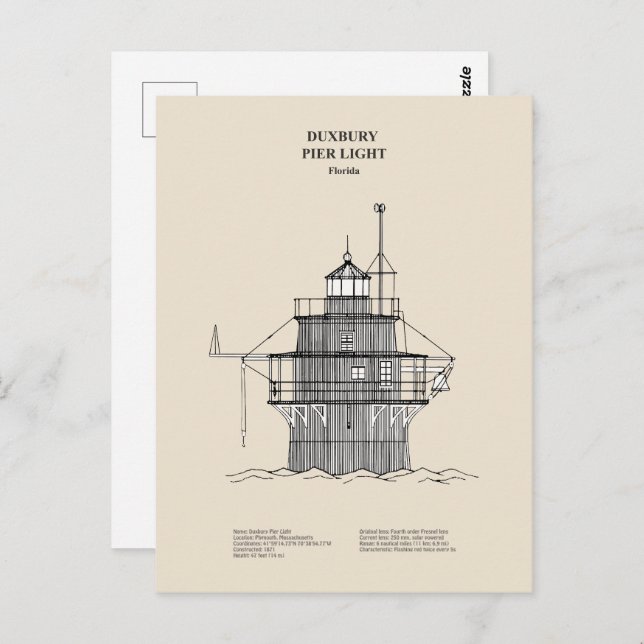 Cartão Postal Farol Duxbury Pier Light - Massachusetts - SBD (Frente/Verso)
