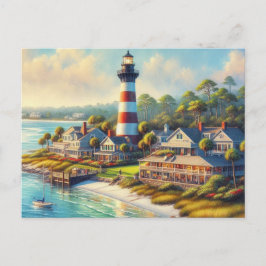 Cartão Postal Farol em Harbour Town Carolina do Sul