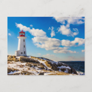 Cartão Postal Farol Inverno Em Peggy'S Cove, Nova Escócia