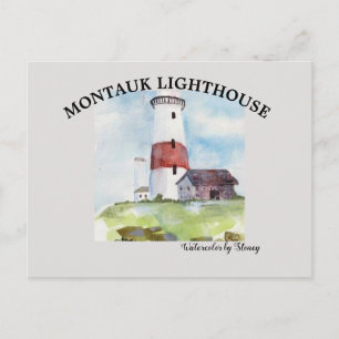 Cartão Postal Farol Montauk da Placa de posto