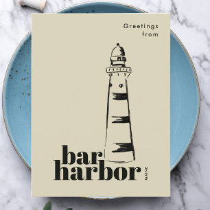 Cartão Postal Farol rabiscado Bar Harbor Maine