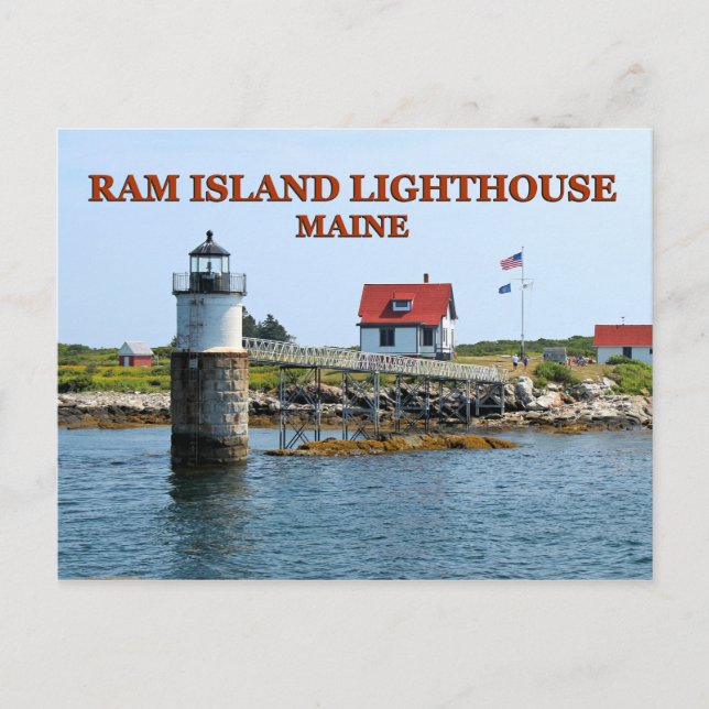 Cartão Postal Farol Ram Island, Cartão-postal Maine (Frente)
