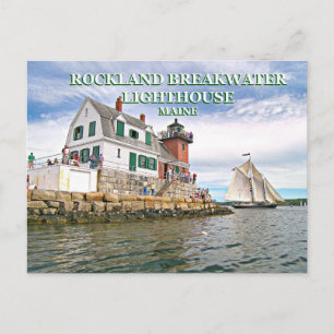 Cartão Postal Farol Rockland Breakwater, Cartão-postal Maine