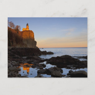 Cartão Postal Farol Split Rock ao pôr do sol perto de Two