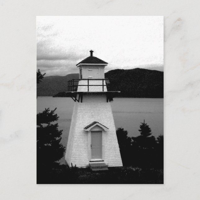 Cartão Postal Farol, Woody Point, NL, Canadá (Frente)