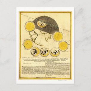 Cartão Postal Fases da Lua ao redor do mapa da Terra