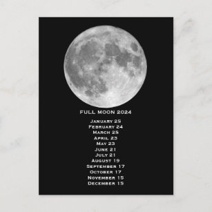 Cartão Postal Fases da Lua Completa 2024 Data Oriental dos EUA