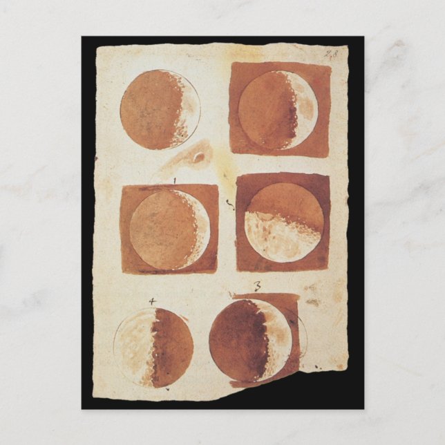 Cartão Postal Fases da Lua Galileo 1616 (Frente)