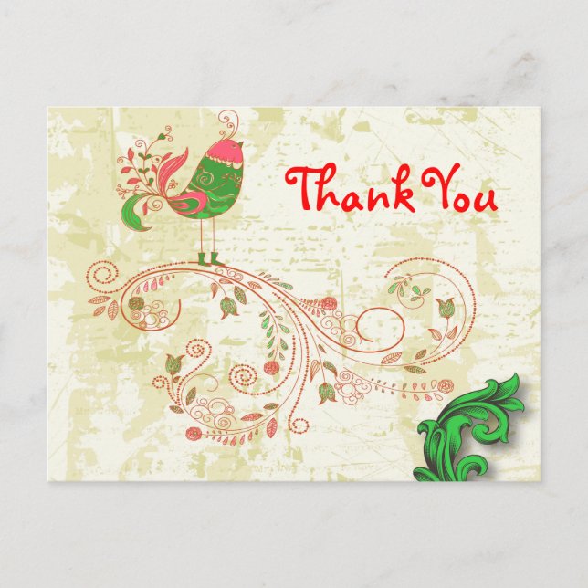 Cartão Postal Fashion Floral Retro-Legal Bonito (Frente)