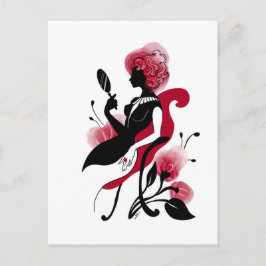 Cartão Postal Fashion glamour beautiful graphic illustration