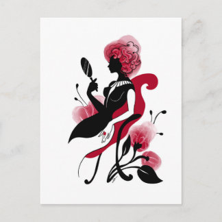 Cartão Postal Fashion glamour beautiful graphic illustration