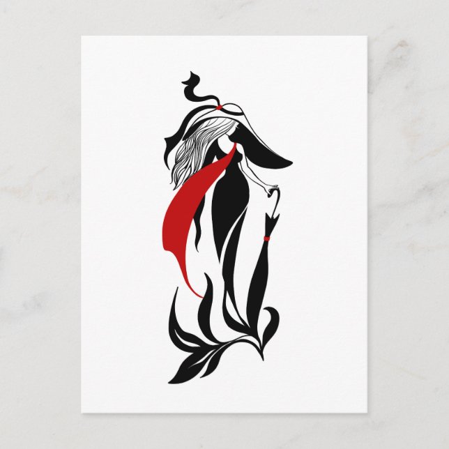 Cartão Postal Fashion glamour beautiful graphic illustration (Frente)