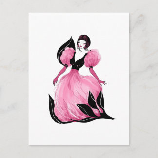 Cartão Postal Fashion glamour beautiful watercolor illustration