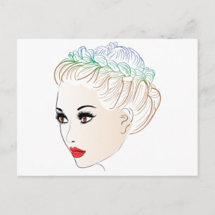 Cartão Postal Fashion Hairstyles Lineart 2