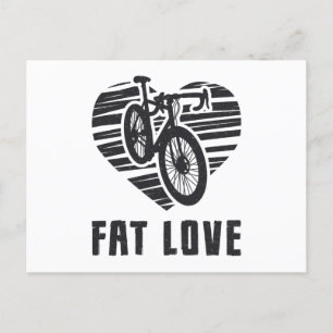 Cartão Postal Fat Bike Fat Love Bike Biker ciclando MTB Fatbike