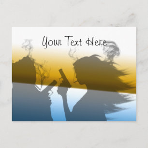 Cartão Postal Fatale Femme - Placa de Posto com Problemas Duplos