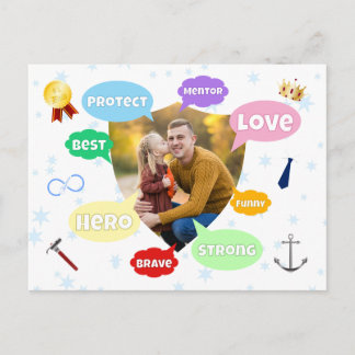 Cartão Postal Fathers Day Photo Word Clouds Best Dad Father