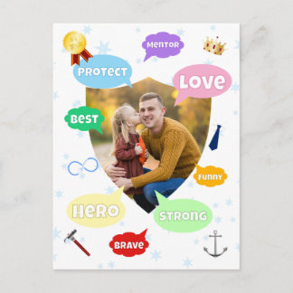 Cartão Postal Fathers Day Photo Word Clouds Best Dad Father
