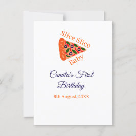 Cartão Postal Fatia Bolo de aniversário de 1 ano pizza marrom az