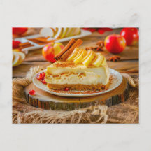 Fatia de cheesecake de maçã e canela no outono
