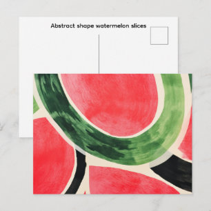 Cartão Postal Fatias de melancia em forma abstrata