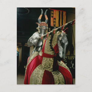 Cartão Postal Fato de armadura e armadura de cavalo corresponden