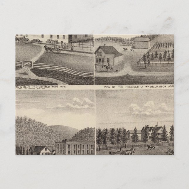 Cartão Postal Fatory, Stores and Residences, Minnesota (Frente)