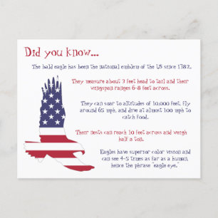 Cartão Postal Fatos da águia-calva americana