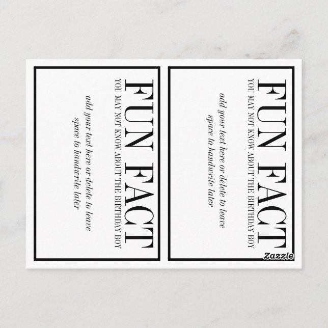 Cartão Postal Fatos divertidos decorações de festas de aniversár (Verso)