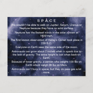 Cartão Postal Fatos Divertidos Sobre O Espaço