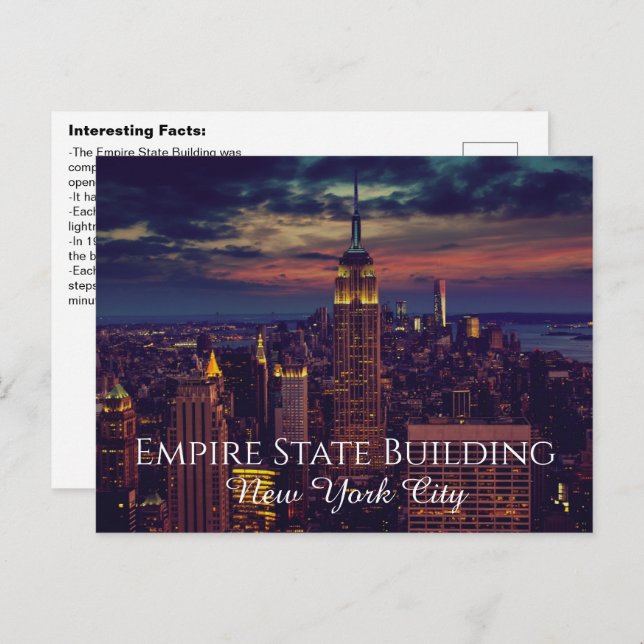 Cartão Postal Fatos interessantes do Empire State Building (Frente/Verso)
