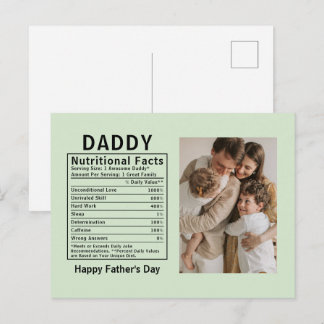 Cartão Postal Fatos Nutricionais Personalizados do Papai no Dia 