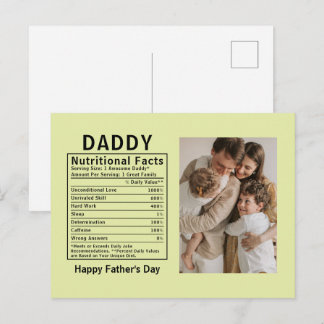 Cartão Postal Fatos Nutricionais Personalizados do Papai no Dia 