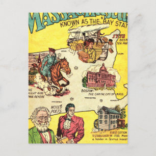 Cartão Postal Fatos Rápidos Sobre Massachusetts