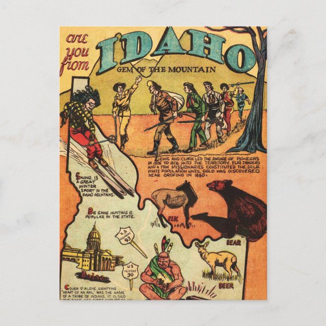 Cartão Postal Fatos Sobre Idaho (Frente)