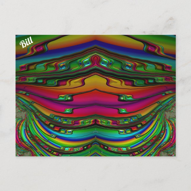 Cartão Postal Fatura ~ Padrão de Design Fractal 3D ~ Multicolori (Frente)