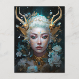 Cartão Postal Faun Elf Woman Fantasy Art