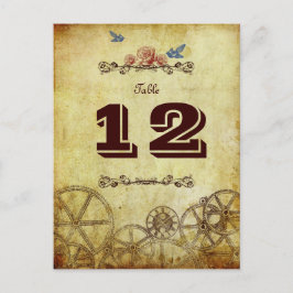 Cartão Postal Faux Antique Dourado Casamento Vitoriano Steampunk