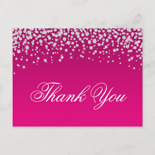 Cartão Postal Faux Diamantes Brilhantes Rosa Quente Ombre Obriga