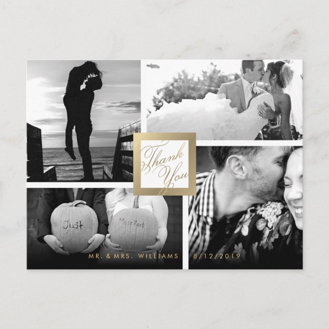 Cartão Postal Faux Dourado Obrigado Cartão-Postal Fotográfico Ca (Frente)