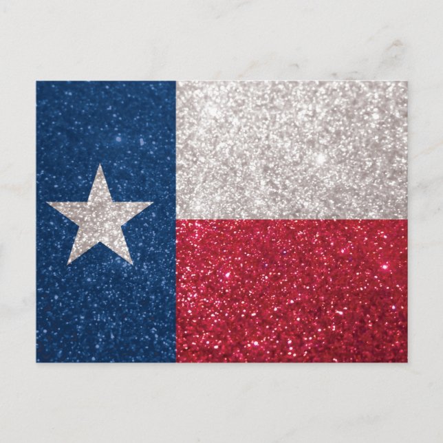 Cartão Postal Faux Glitter Texas flag (Frente)