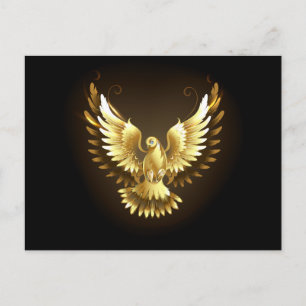 Cartão Postal Faux Gold Foil Peace Dove em Preto