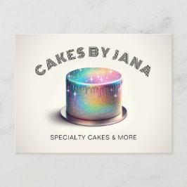 Cartão Postal Faux Holographic Rainbow Glitter Bakery Bakery