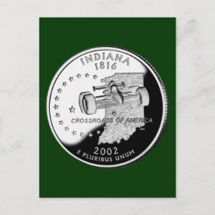 Cartão Postal Faux Indiana State Quarter