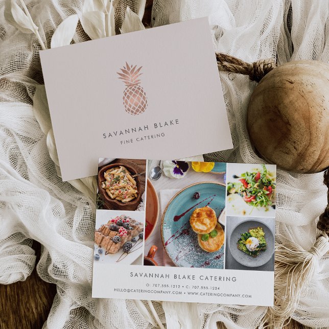 Cartão Postal Faux Rose Gold Pineapple Promotional Photo Collage (Criador carregado)