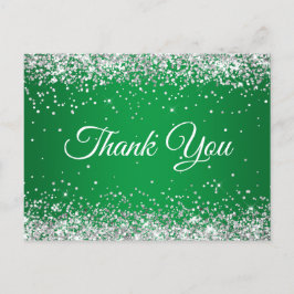 Cartão Postal Faux Sparkasse Silver Glitter Verde Brilhante Obri