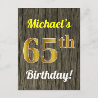 Faux Wood, Faux Dourado 65.º Aniversário e Nome Pe