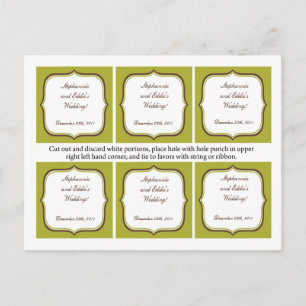 Cartão Postal Favorecer Etiquetas Verde e Damáscara