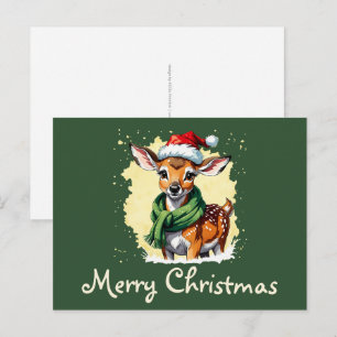 Cartão Postal Favoritos Engraçados de Natal dos Animais - Fawn 1