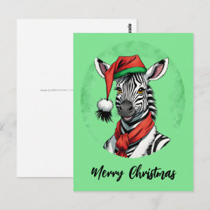 Cartão Postal Favoritos Engraçados de Natal dos Animais - Zebra